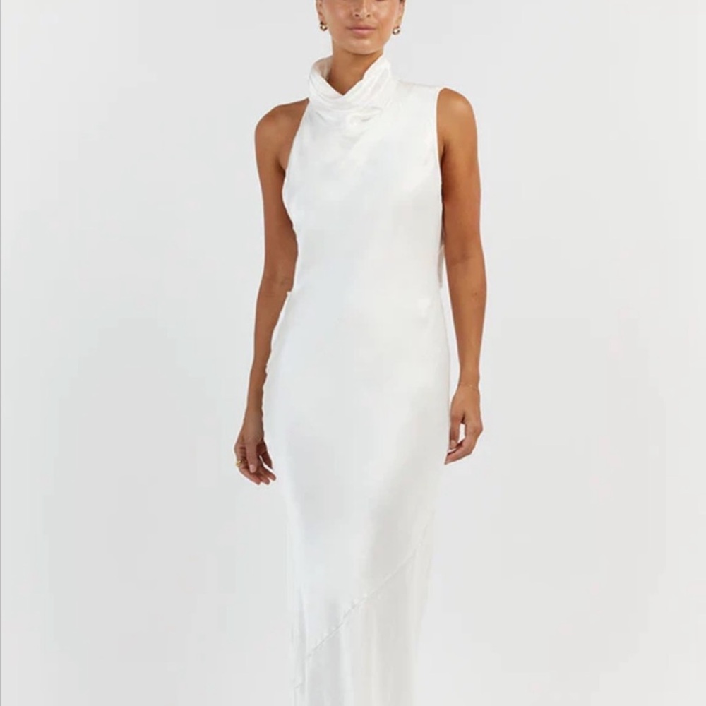 NWT DISSH aisle white backless midi dress